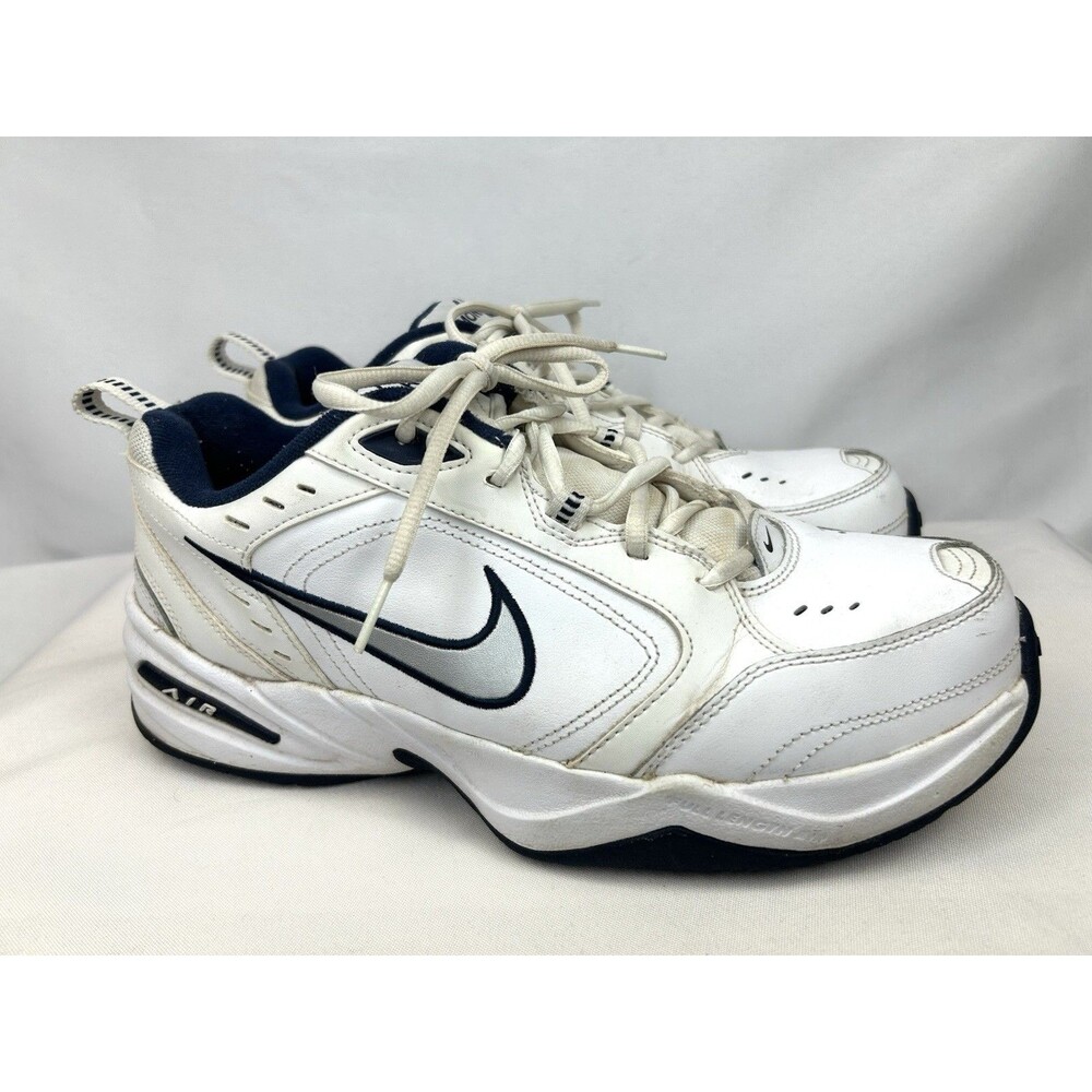 Nike AIR MONARCH IV Men's White Navy Size 10.5 Walking Shoes 416355-102